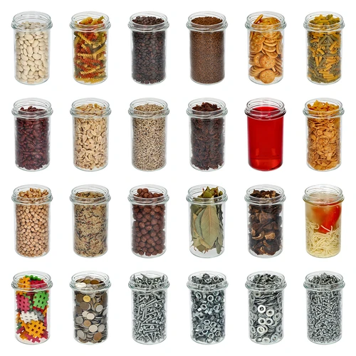 Borcan simplu 545ml (fi 82) - cu capac negru, 6 buc. - 7