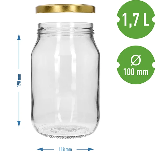 Borcan TO 1,7 L cu capac auriu fi 100/6, 1 buc. - 4