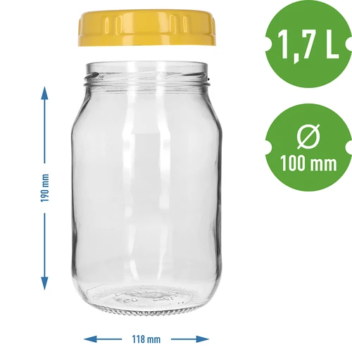 Borcan TO 1,7 L cu capac galben din plastic, cu mâner, fi 100, 1 buc. - 4