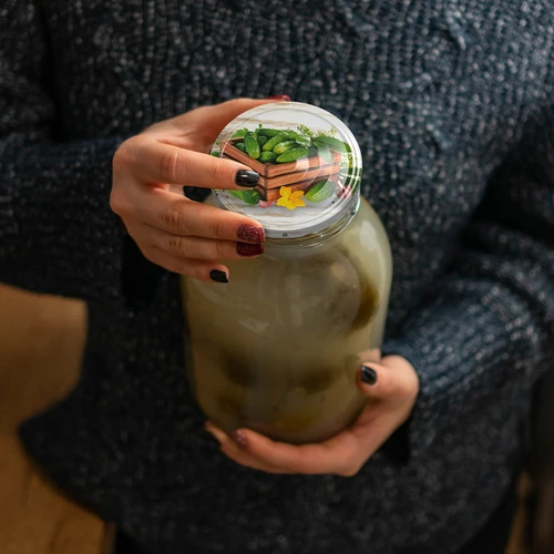 Borcan TO 2 L, fi 82/6 cu capac colorat + clești - 5