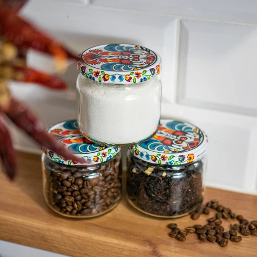 Borcan TO 370 ml cu capac colorat fi82/6- 6 buc. - 11