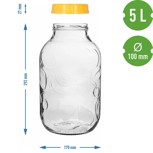 Borcan TO 5 L și capac din plastic fi 100, cu mâner - 7