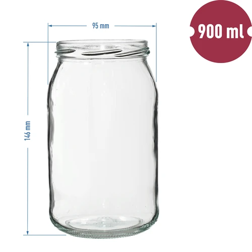 Borcan TO 900 ml cu capac colorat fi82/6 - 6 buc. - 2