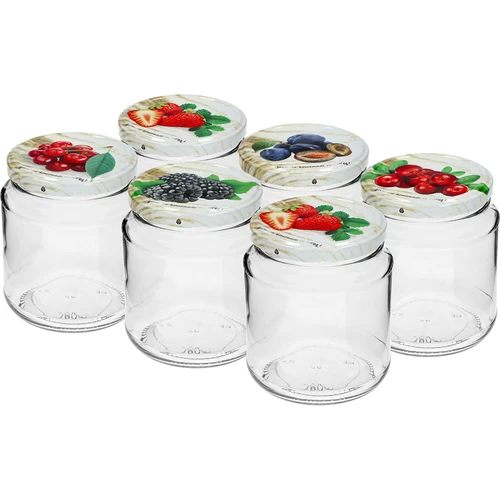 Borcan TO, gros 580ml cu capac colorat fi82/6, 6 buc.