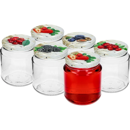 Borcan TO, gros 580ml cu capac colorat fi82/6, 6 buc. - 3