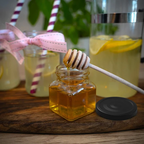 Borcan twist off 120ml - Patru colțuri fi 53 cu capac negru, 6 buc - 9