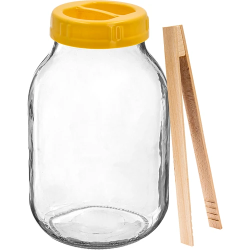 Borcan twist-off 3 L, clești și capac din plastic fi 100, cu mâner