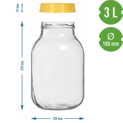 Borcan twist-off 3 L și capac din plastic fi 100, cu mâner - 7