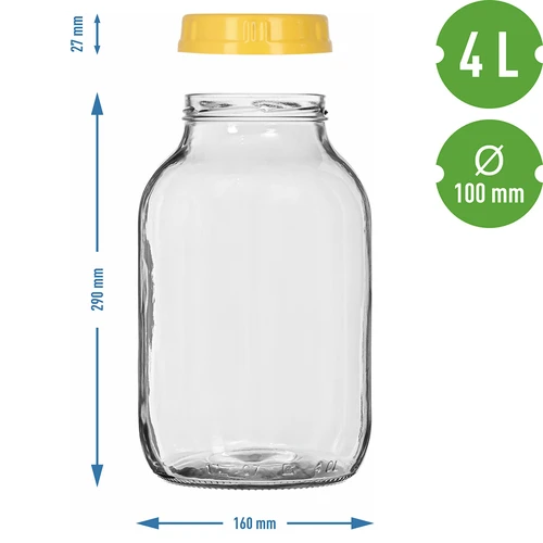 Borcan twist-off 4 L și capac din plastic fi 100 cu mâner - 7