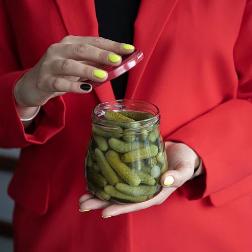 Borcan twist-off 500ml "Amforă Răsturnată" cu capac vișiniu fi 82/6, 6 buc. - 10