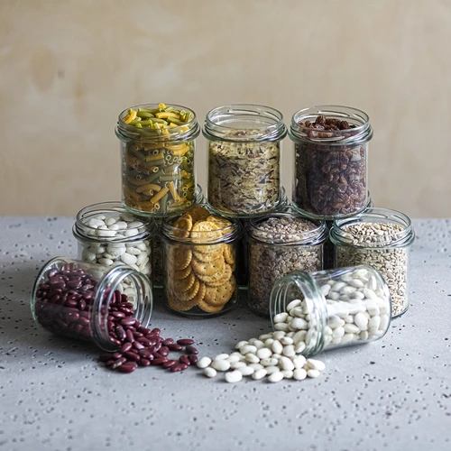 Borcane simple 350 ml (fi 82) cu capac bordo 6 buc. - 6