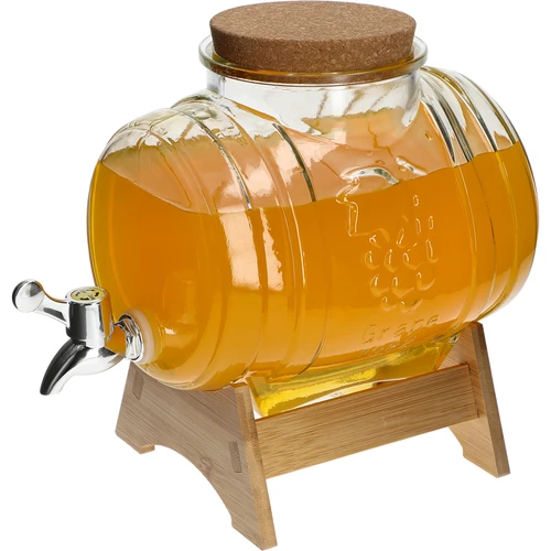 Butoi de sticlă 3 L, cu gura largă, dop, suport și robinet - 4