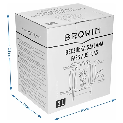 Butoi de sticlă 3 L, cu gura largă, dop, suport și robinet - 8