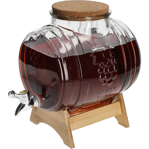Butoi de sticlă 5 L, cu gura largă, dop, suport și robinet - 4