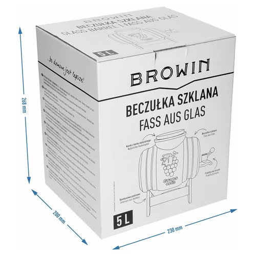 Butoi de sticlă 5 L, cu gura largă, dop, suport și robinet - 8