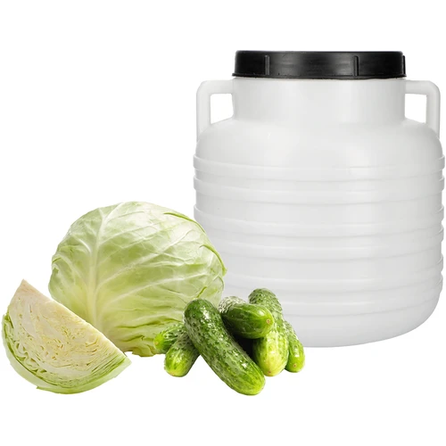 Butoi pentru murături 10 L – alb, cu mânere - 4