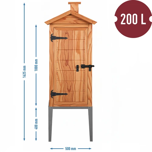 Cameră de afumare din larice, 200L, cu bază din inox - 3