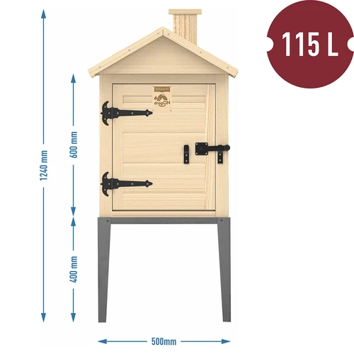 Cameră de afumare din lemn de molid, 115 L, cu bază din oțel inoxidabil - 3