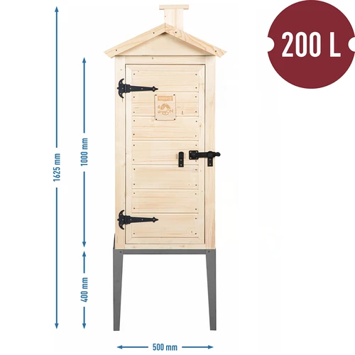 Cameră de afumare din lemn de molid, 200L, cu bază din oțel inoxidabil - 3