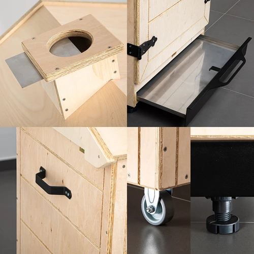 Cameră de afumare din placaj certificat, fără cadru, 200 L, cu roți - 3