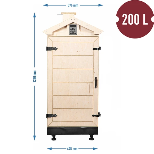 Cameră de afumare din placaj certificat, fără cadru, 200L, cu roți - 4
