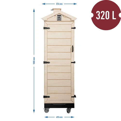 Cameră de afumare din placaj certificat, fără cadru, 320 L, cu roți - 4