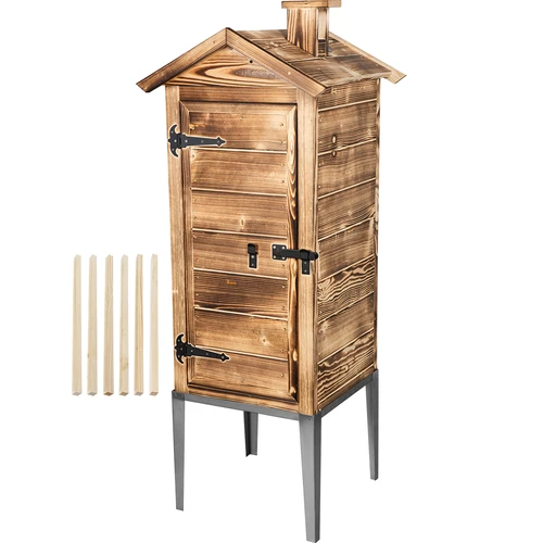 Cameră de afumare pe lemne – din lemn de molid, 200 L, cu bază din inox