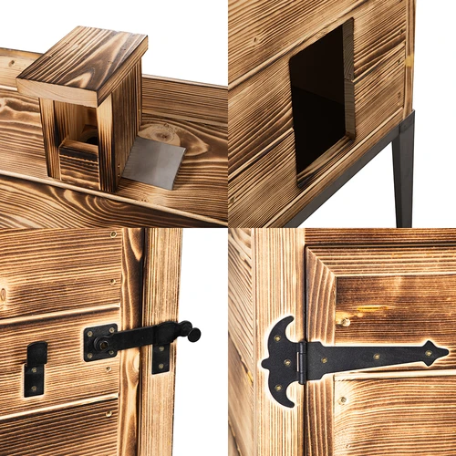 Cameră de afumare pe lemne – din lemn de molid, 200 L, cu suport din oțel inoxidabil - 4