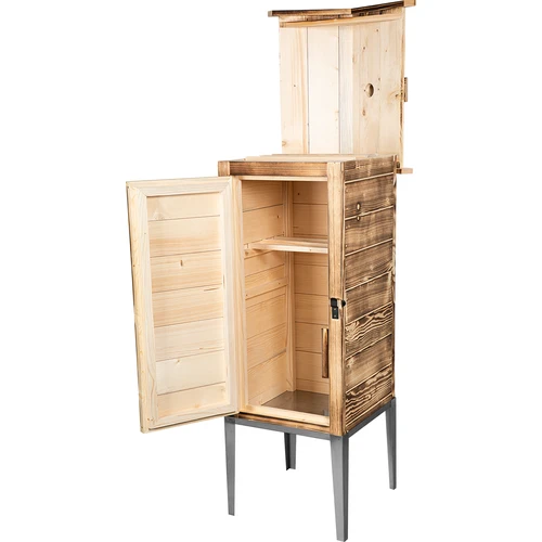 Cameră de afumare pe lemne – din lemn de molid, 200 L, cu suport din oțel inoxidabil - 3