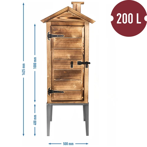 Cameră de afumare pe lemne – din lemn de molid, 200 L, cu suport din oțel inoxidabil - 5