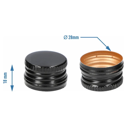 Capac cu filet pentru sticle fi 28/18 mm - negru, 8 buc. - 4