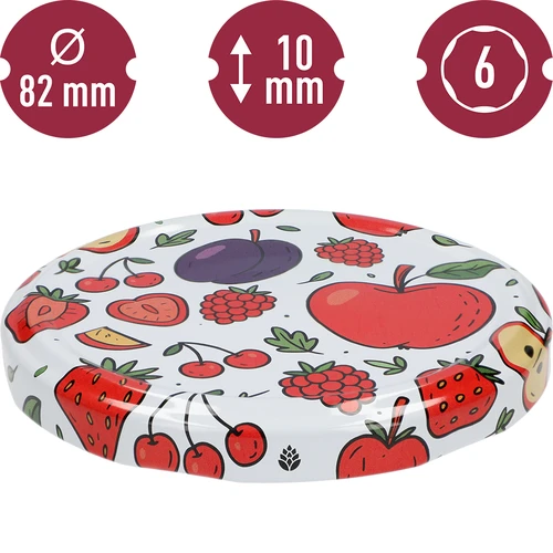 Capac cu imprimeu - model Fructe, fi 82/6, 10 buc. - 3