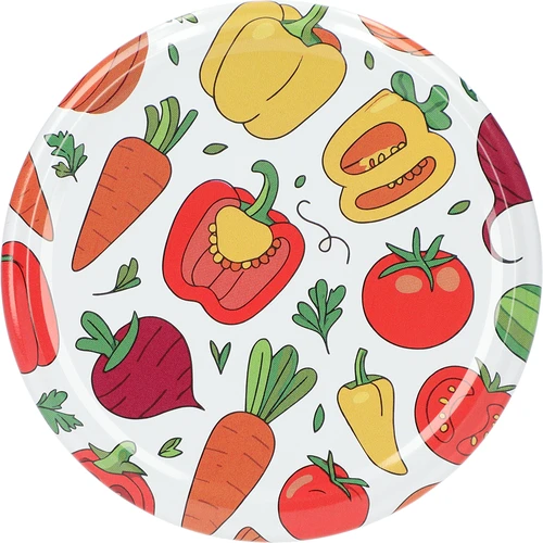 Capac cu imprimeu - model Legume, fi 82/6, set 10 buc.