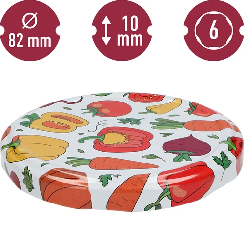 Capac cu imprimeu - model Legume, fi 82/6, set 10 buc. - 3