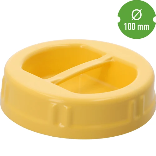 Capac TO fi100 mm, galben, din plastic, cu mâner, pentru borcane din sticlă - 3