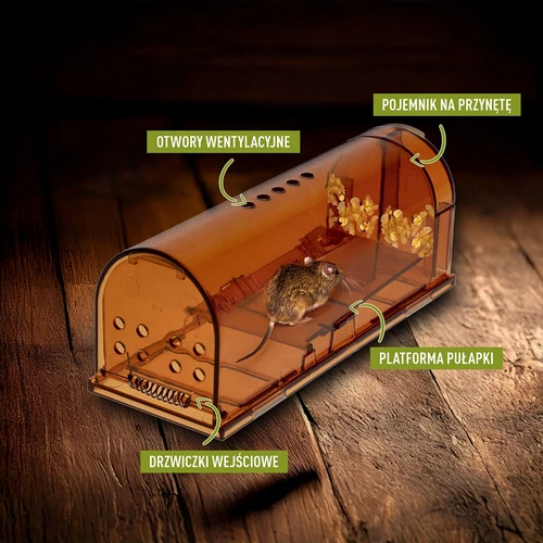 Capcană pentru șoareci – capcană vie, transparentă, 2 buc. - 5