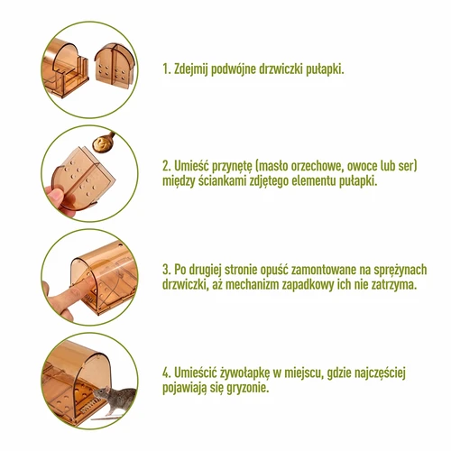 Capcană pentru șoareci – capcană vie, transparentă, 2 buc. - 4