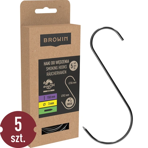 Cârlige pentru afumare – S, ascuțite, 3 mm x 150 mm, set 5 buc.