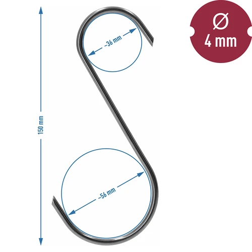 Cârlige pentru afumare - S, capete tăiate la 45° 4 mm x 150 mm, 5 buc. - 6