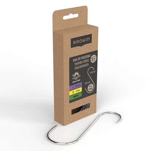 Cârlige pentru afumare - S, tăiate la 45°, 3 mm x 150 mm, 5 buc. - 2