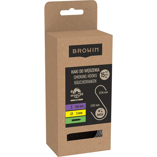 Cârlige pentru afumare - tip S, ascuțite, 3 mm x 150 mm, 15 buc. - 3