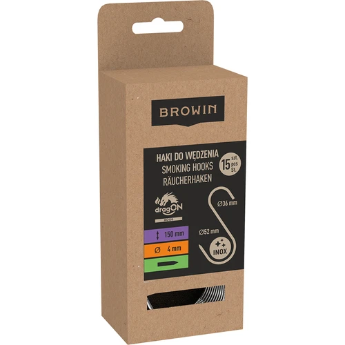 Cârlige pentru afumare - tip S, ascuțite, 4 mm x 150 mm, 15 buc. - 3