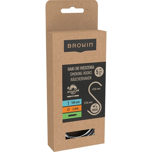 Cârlige pentru afumat - tip S, ascuțite, 4 mm x 100 mm, 5 buc. - 5