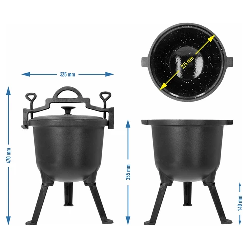 Ceaun de vânătoare din fontă cu interior emailat, 8 L - 5