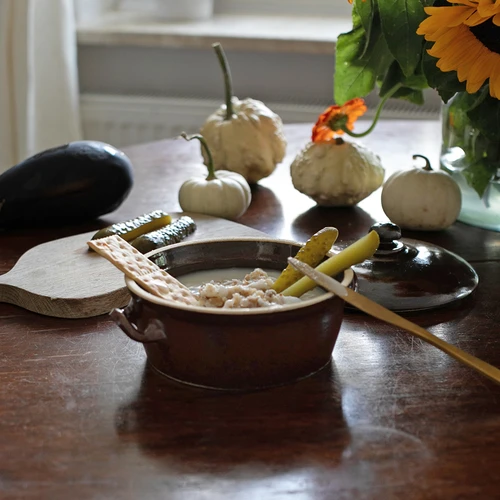 Ceramică - oală 800ml pentru untură cu capac - 2