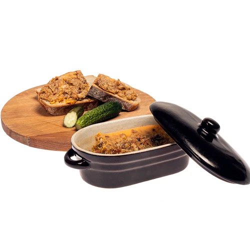 Ceramică - oală pentru untură, alungită cu capac 0,75L - 3