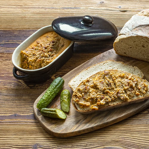 Ceramică - oală pentru untură, alungită cu capac 0,75L - 4