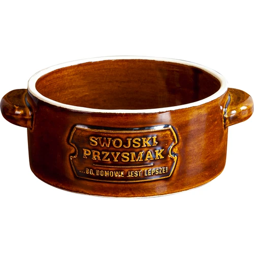 Ceramică - oală pentru untură, rotundă cu capac, 1 L - 2