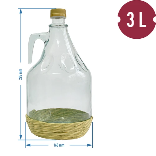 Damigeană Dama 3 l în împletitură, cu capac - 2