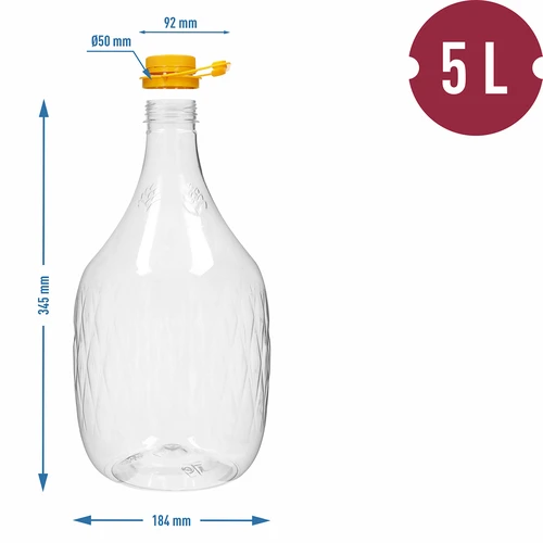 Damigeană Dama 5 L PET, cu capac filetat și mâner - 4